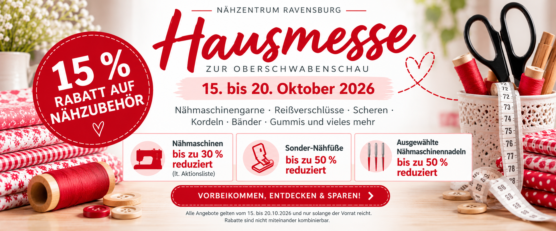 Hausmesse im Nähzentrum Ravensburg vom 15. bis 20. Oktober 2026